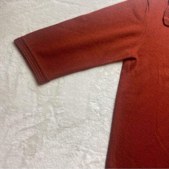 Orvis 100% Cashmere Burnt Orange 3/4 Sleeve Sweater Size Large - Picture 9 of 12